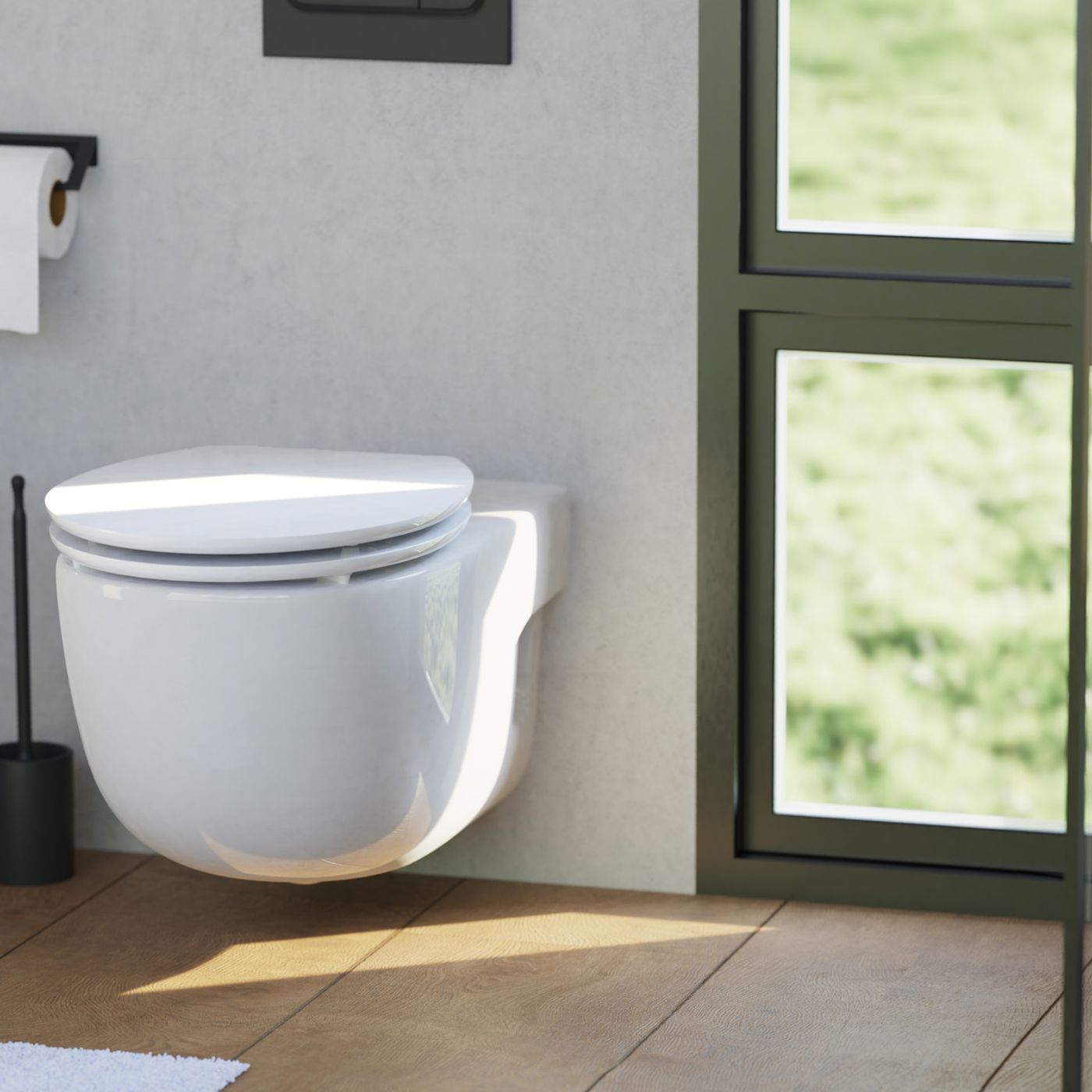 Abattant WC ovale en MDF blanc avec frein de chute GAIA