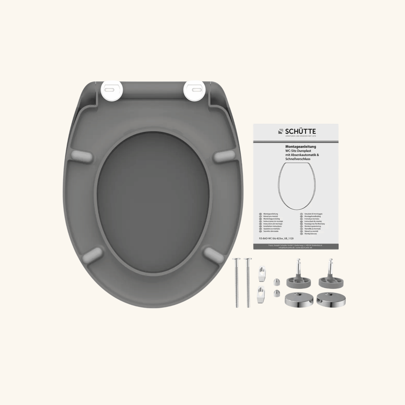 Abattant WC Schütte en duroplast Gris avec Frein de Chute