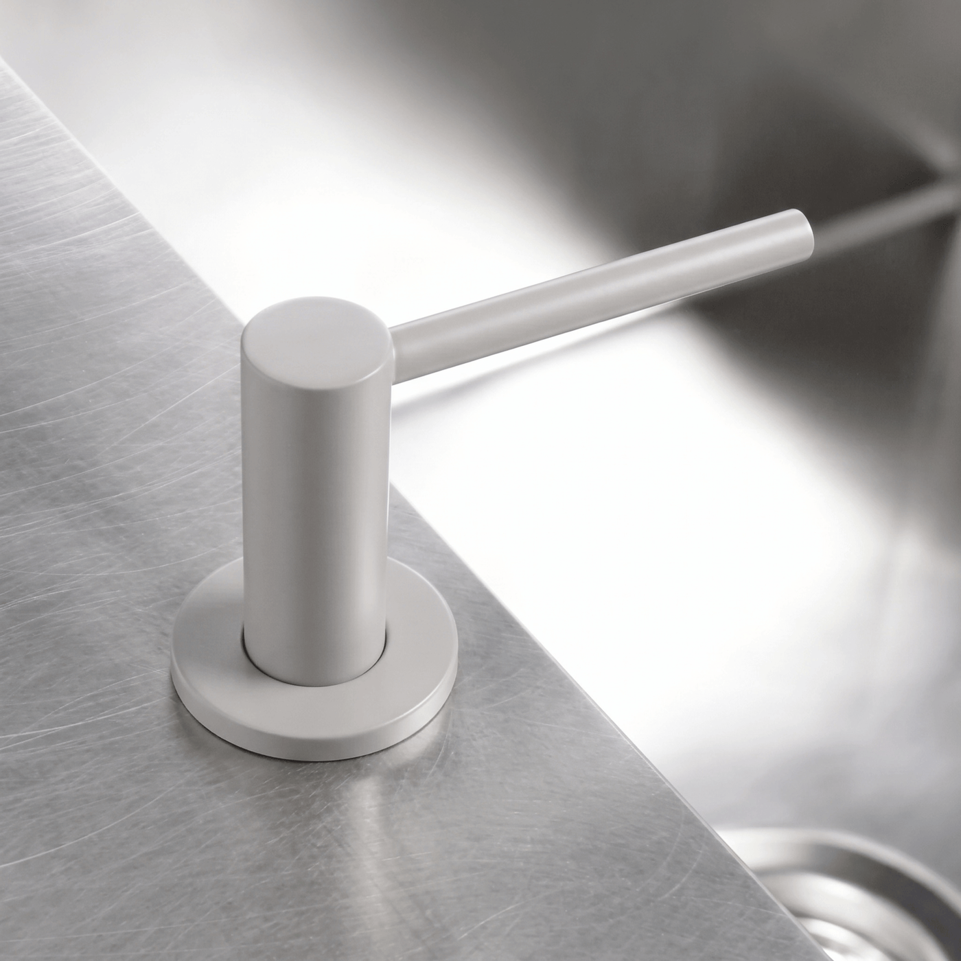 Distributeur savon cuisine encastrable inox massif gris perle Luisina BOBBY