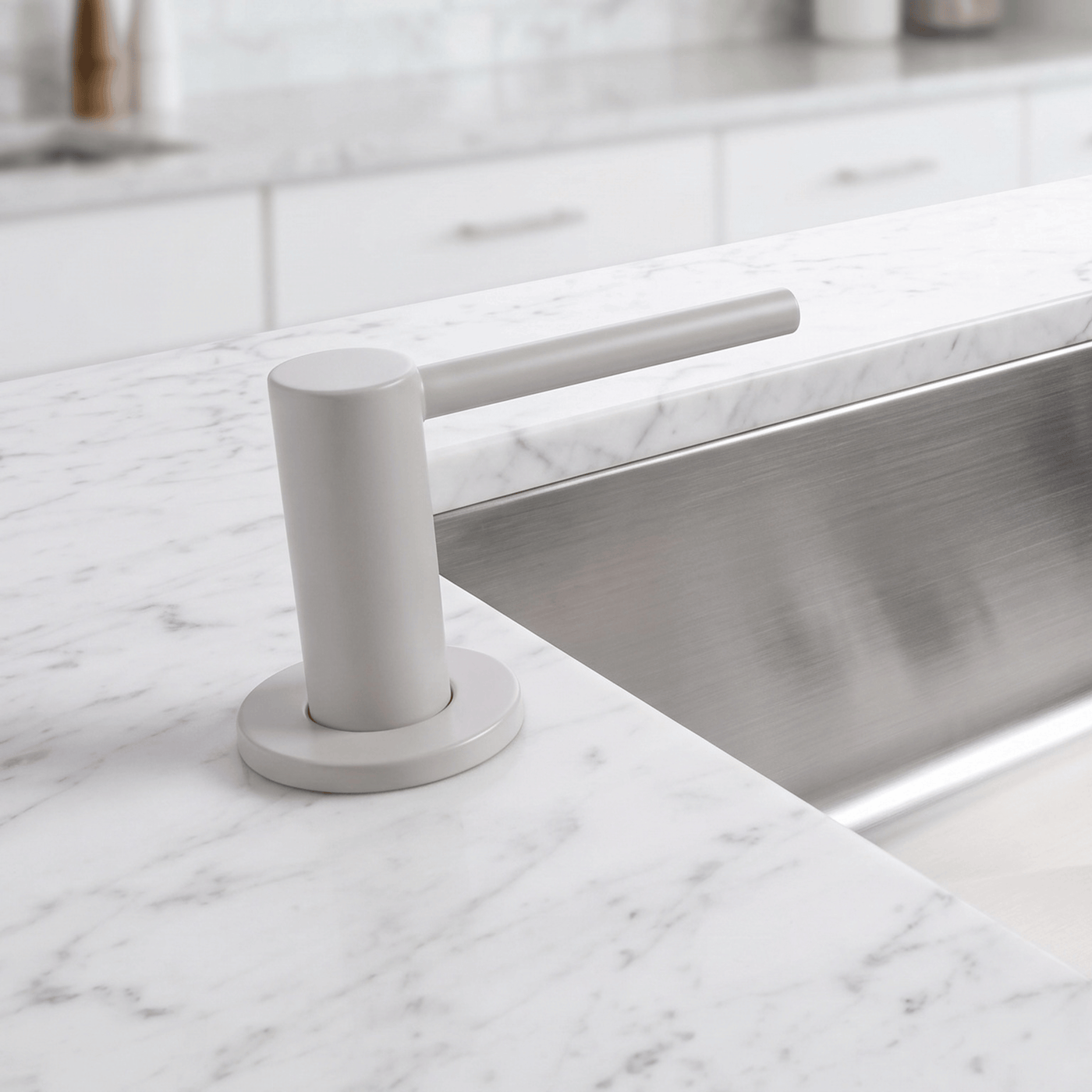 Distributeur savon cuisine encastrable inox massif gris perle Luisina BOBBY