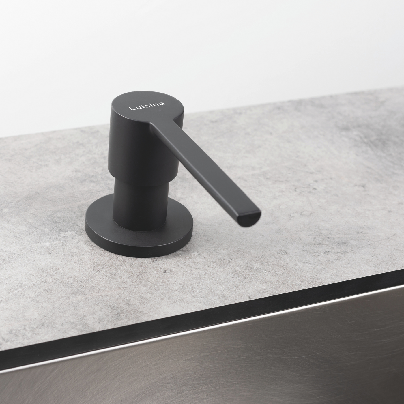 Distributeur savon cuisine encastrable Luisina inox revêtement PVD noir mat