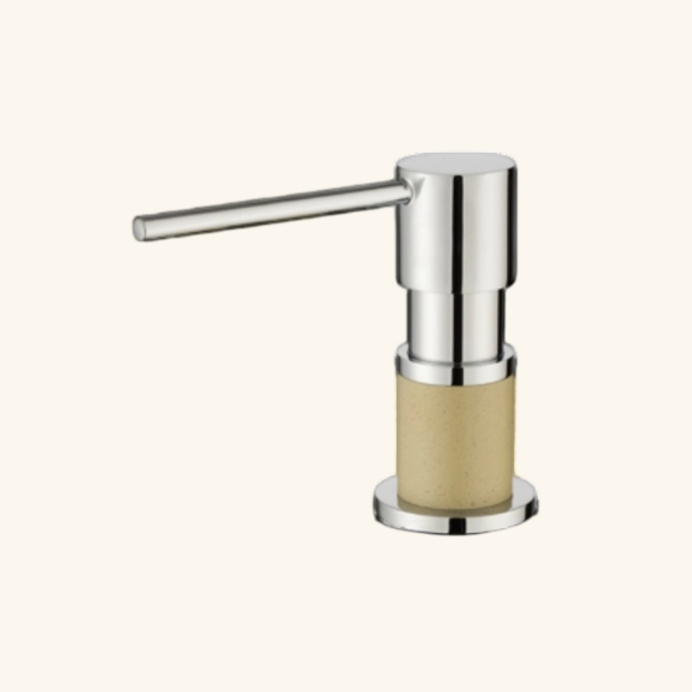 Distributeur savon cuisine encastrable Helika beige et chromé