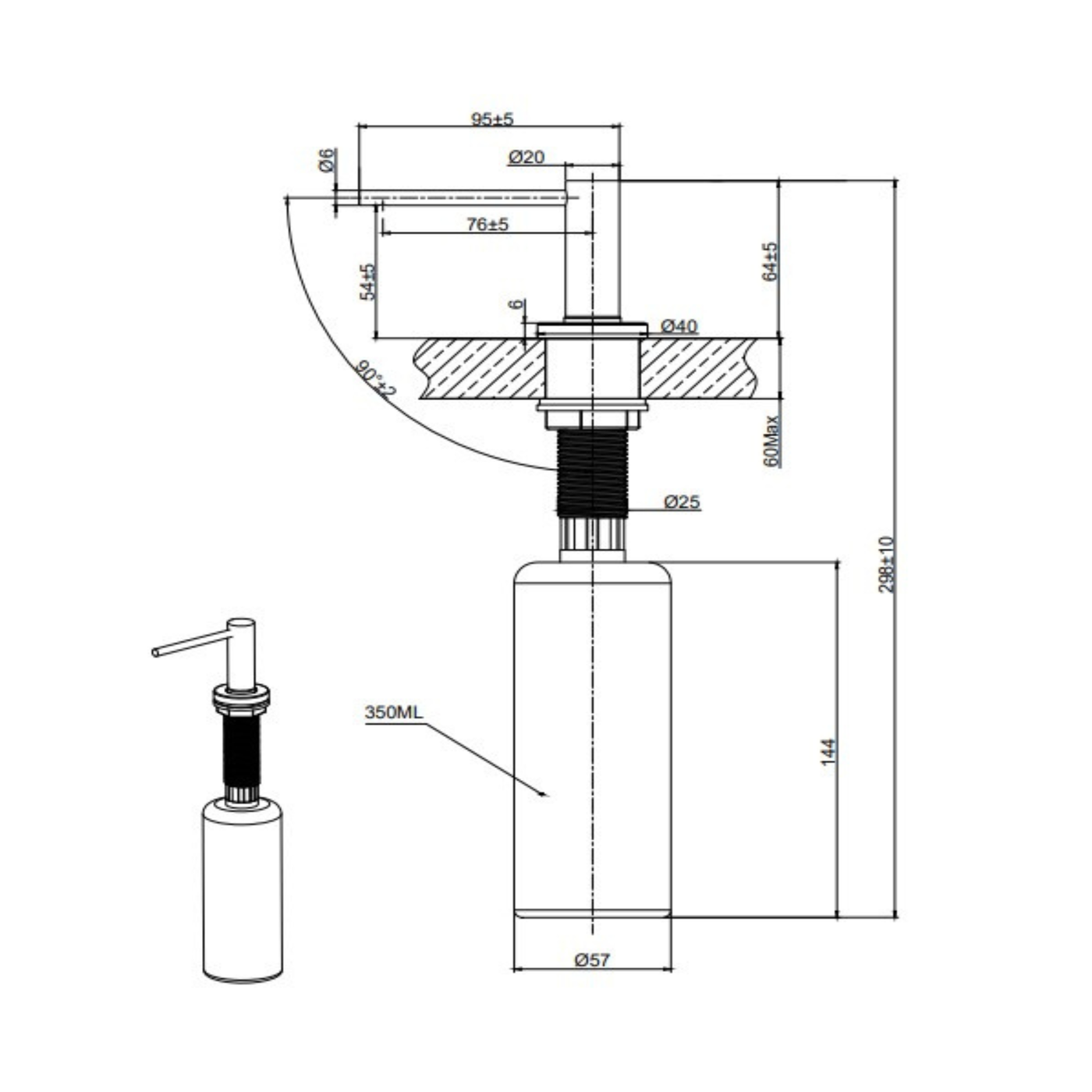 Distributeur savon cuisine encastrable inox doré MAYA