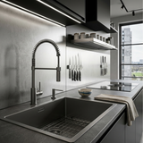Distributeur savon cuisine encastrable inox noir métallisé MAYA