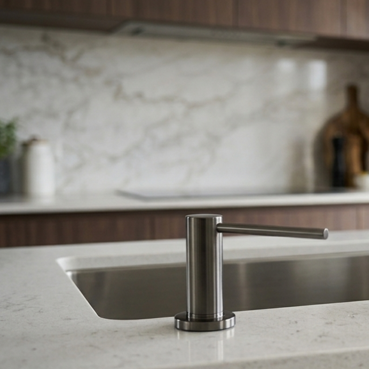 Distributeur savon cuisine encastrable inox noir métallisé MAYA