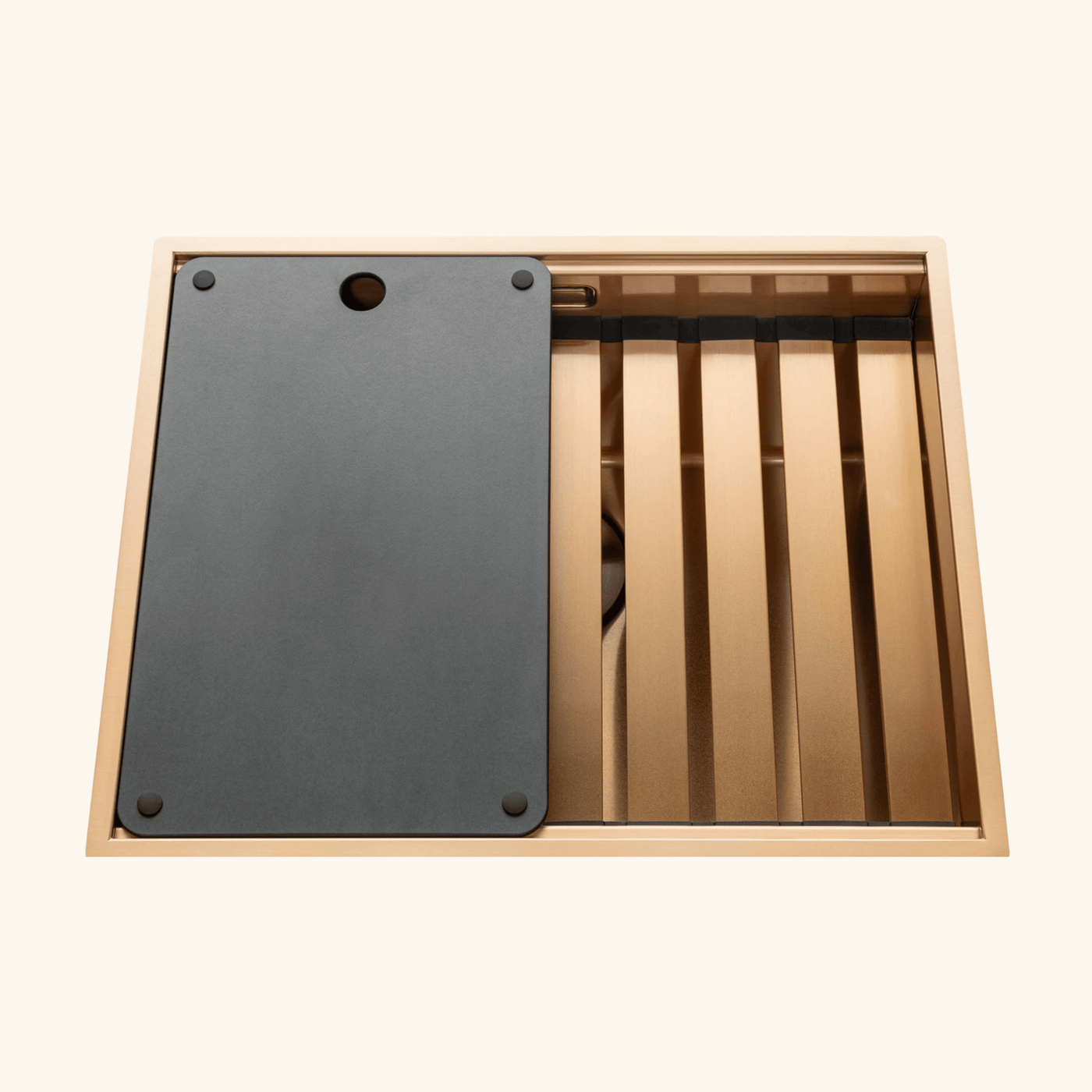 Égouttoir vaisselle rabattable inox PVD cuivre Luisina LEGATO - dessous de plat cuivré