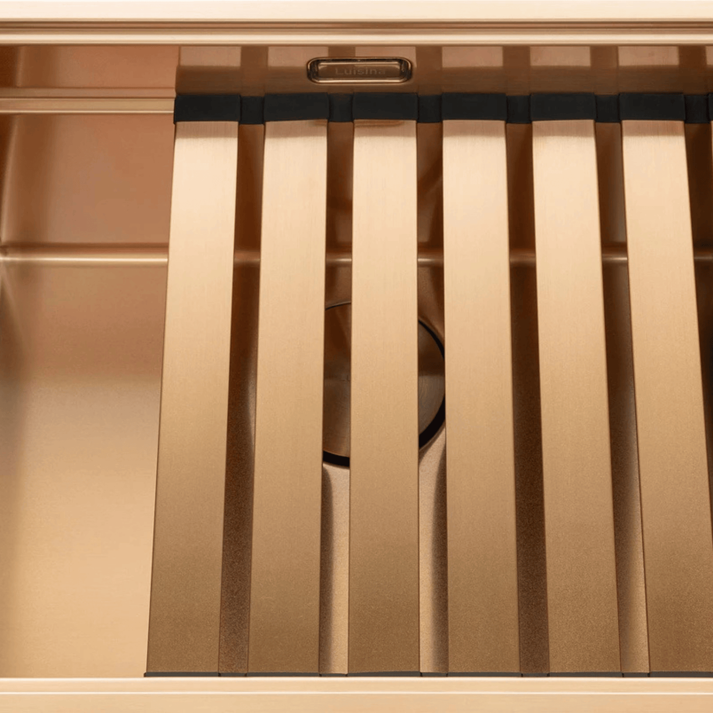 Égouttoir vaisselle rabattable inox PVD cuivre Luisina LEGATO - dessous de plat cuivré
