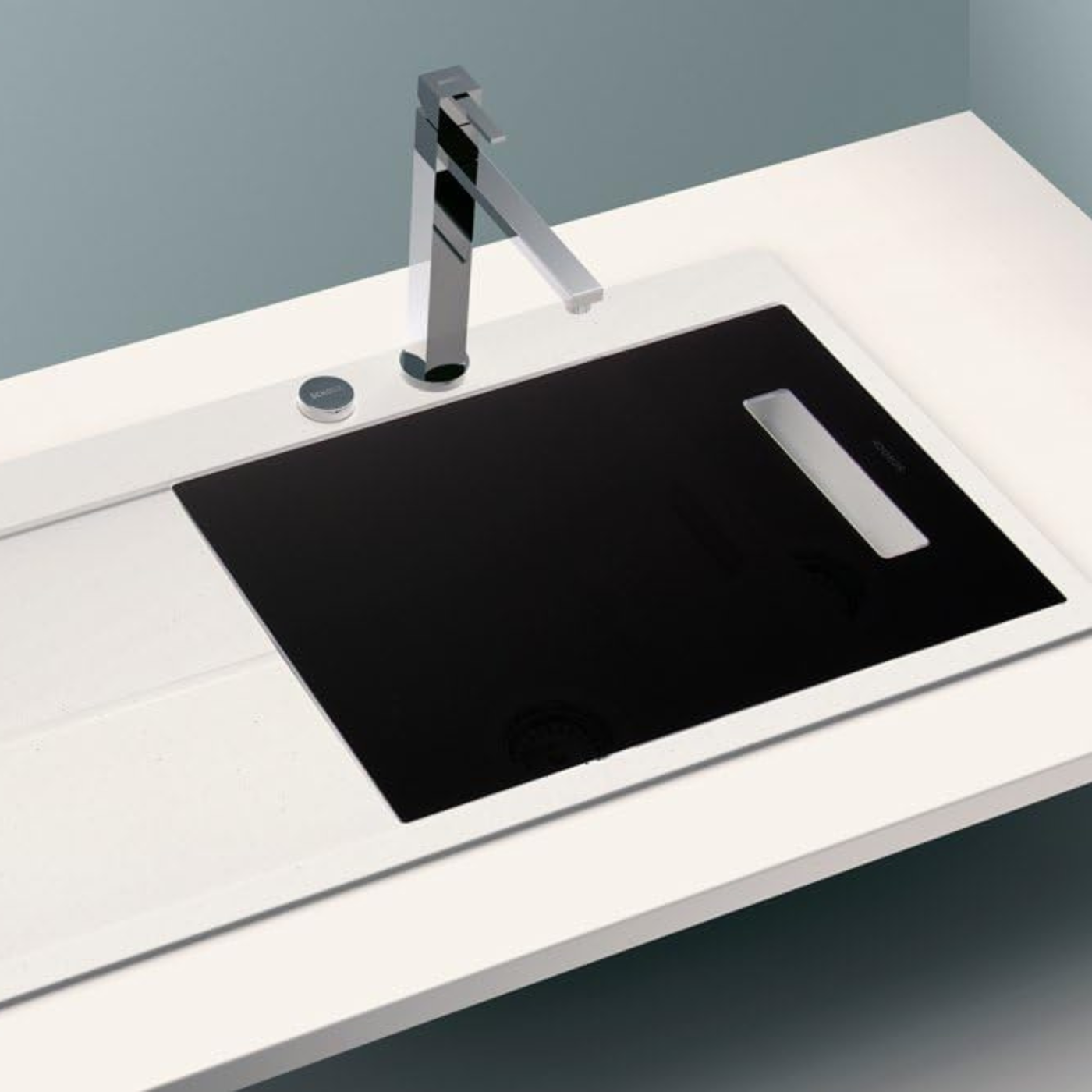 Grande planche à découper Schock en verre noir CLARA