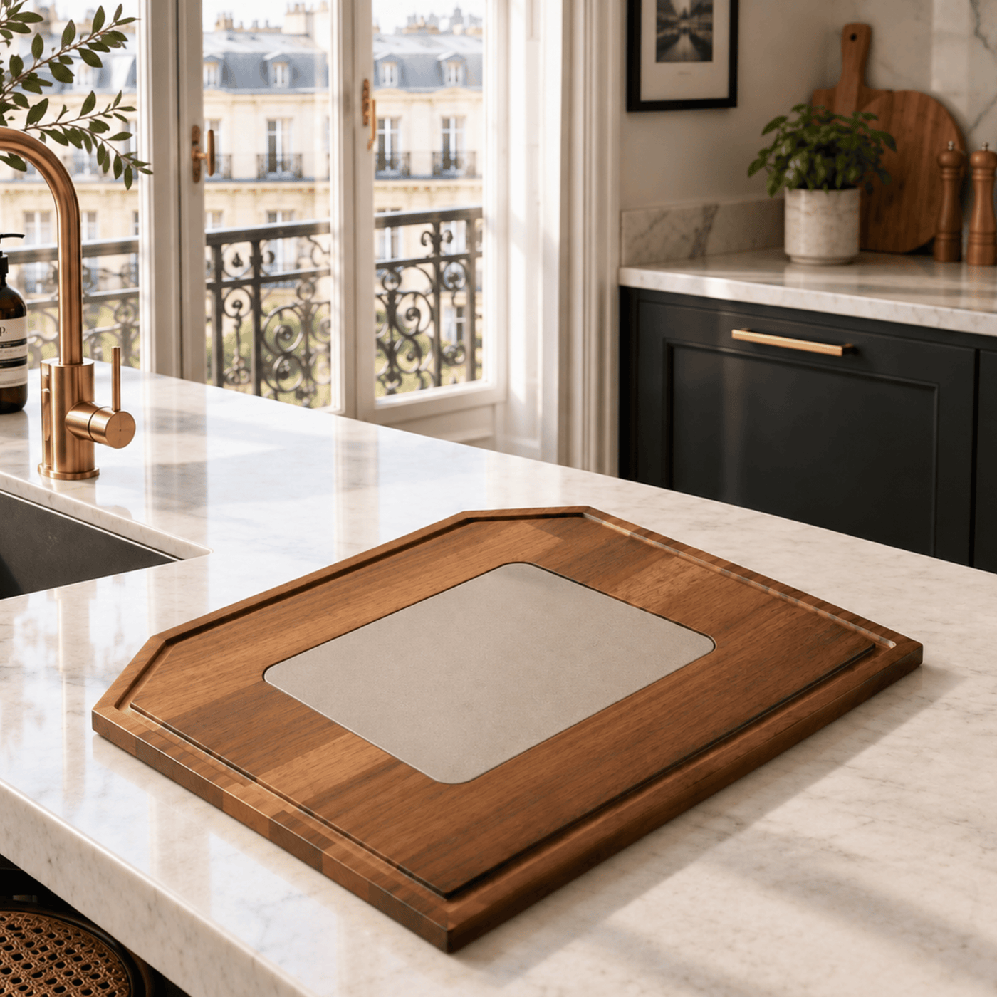 Planche à découper multifonction POLLY en bois iroko