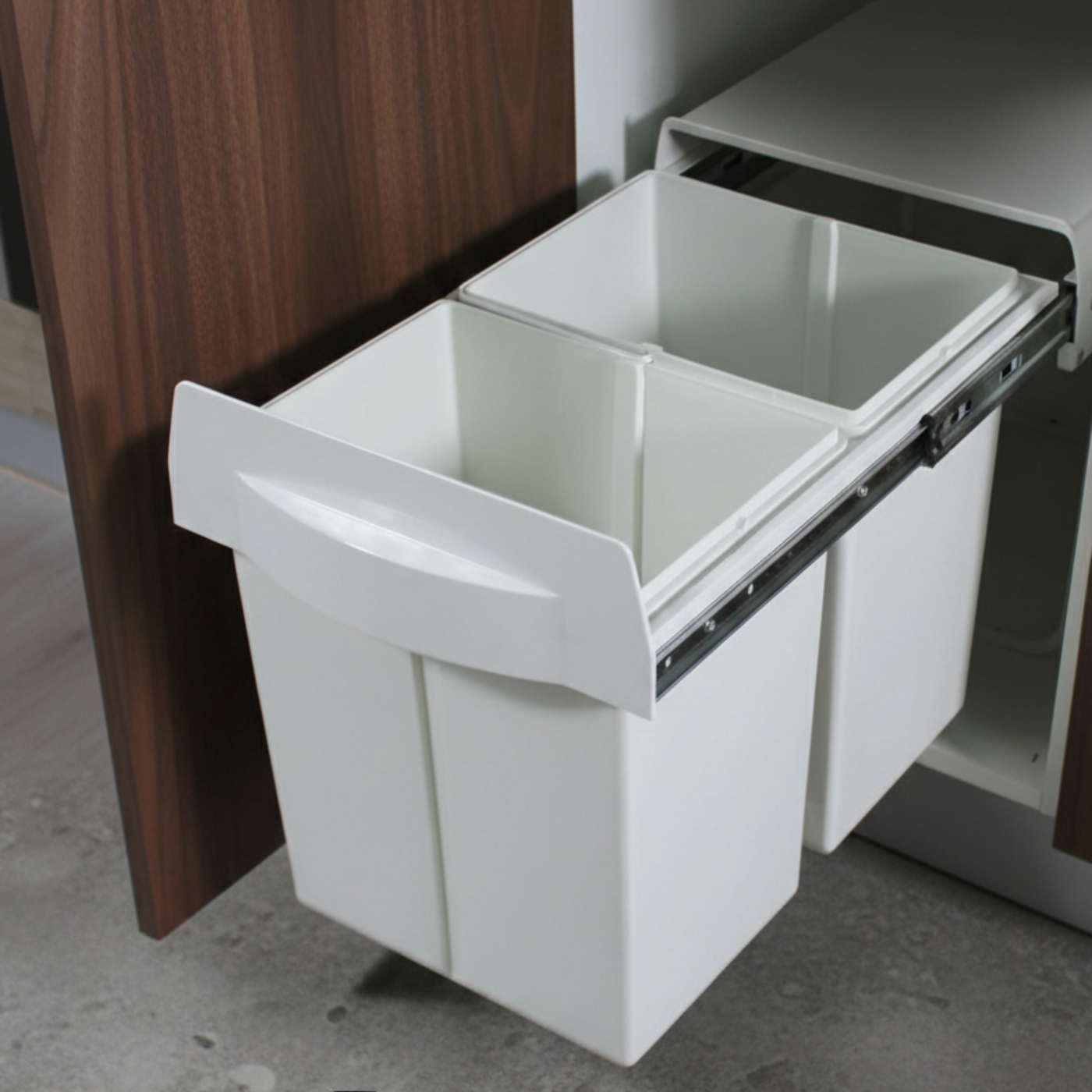 Poubelle cuisine blanc POPPY - poubelle encastrable 2 x 20 litres