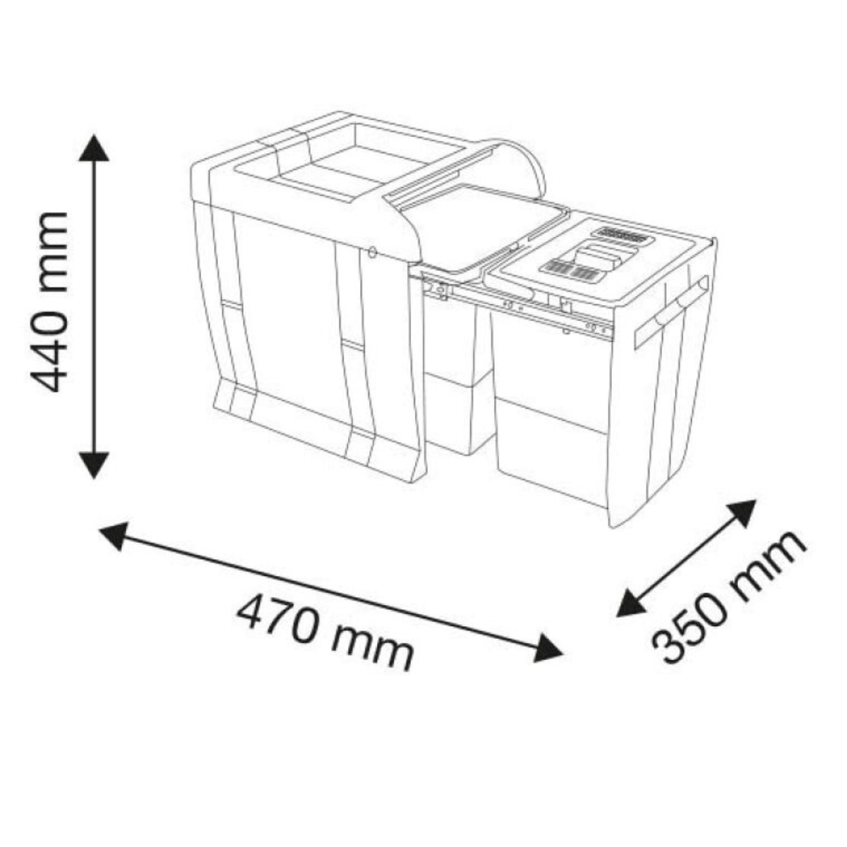 Poubelle de cuisine encastrable BATURA - 2x18 litres