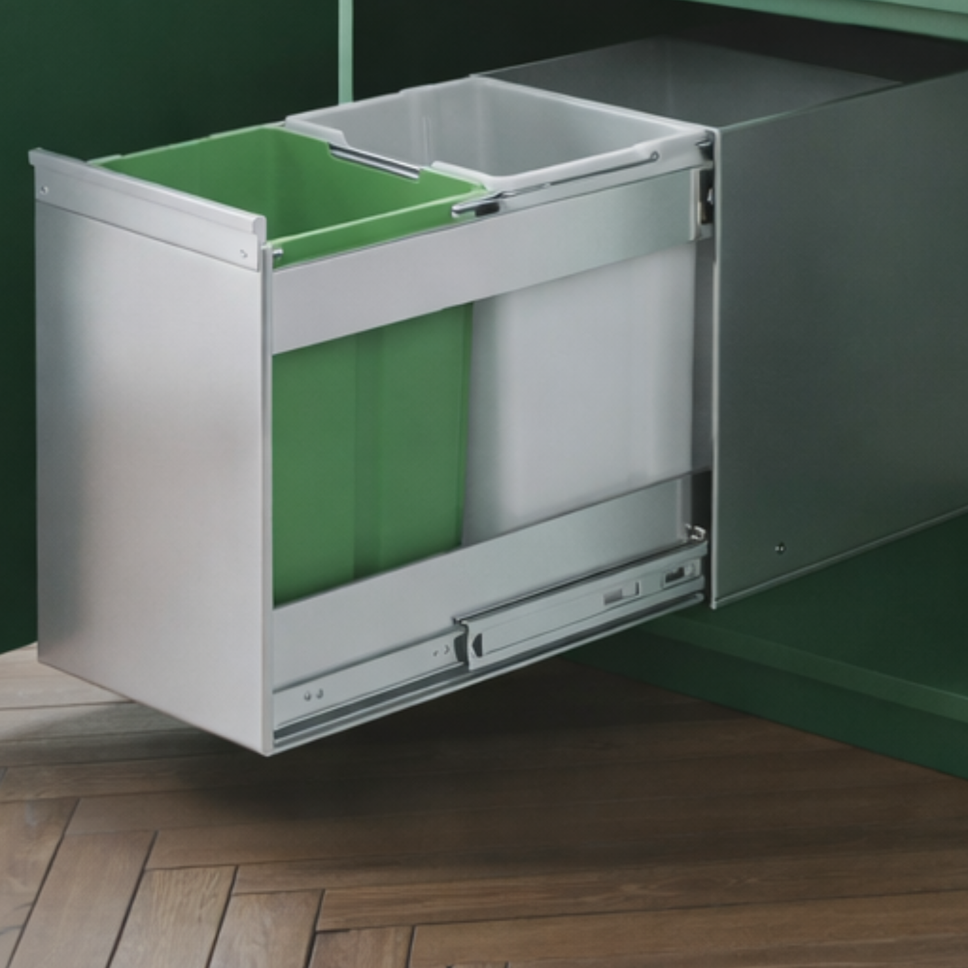 Poubelle cuisine SILKO 26 L - poubelle encastrable inox 1 x 10 et 1 x 16 litres