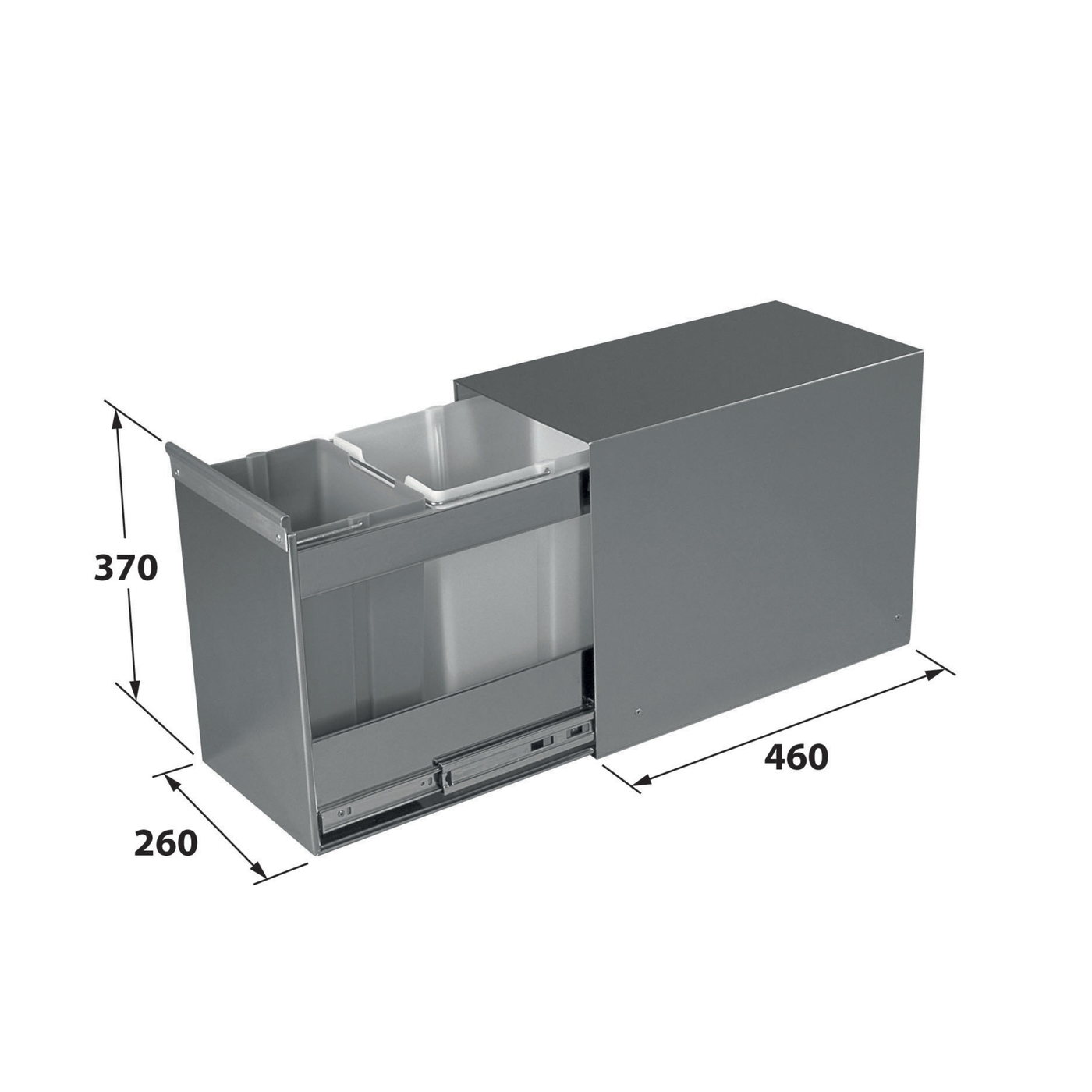 Poubelle cuisine SILKO 26 L - poubelle encastrable inox 1 x 10 et 1 x 16 litres