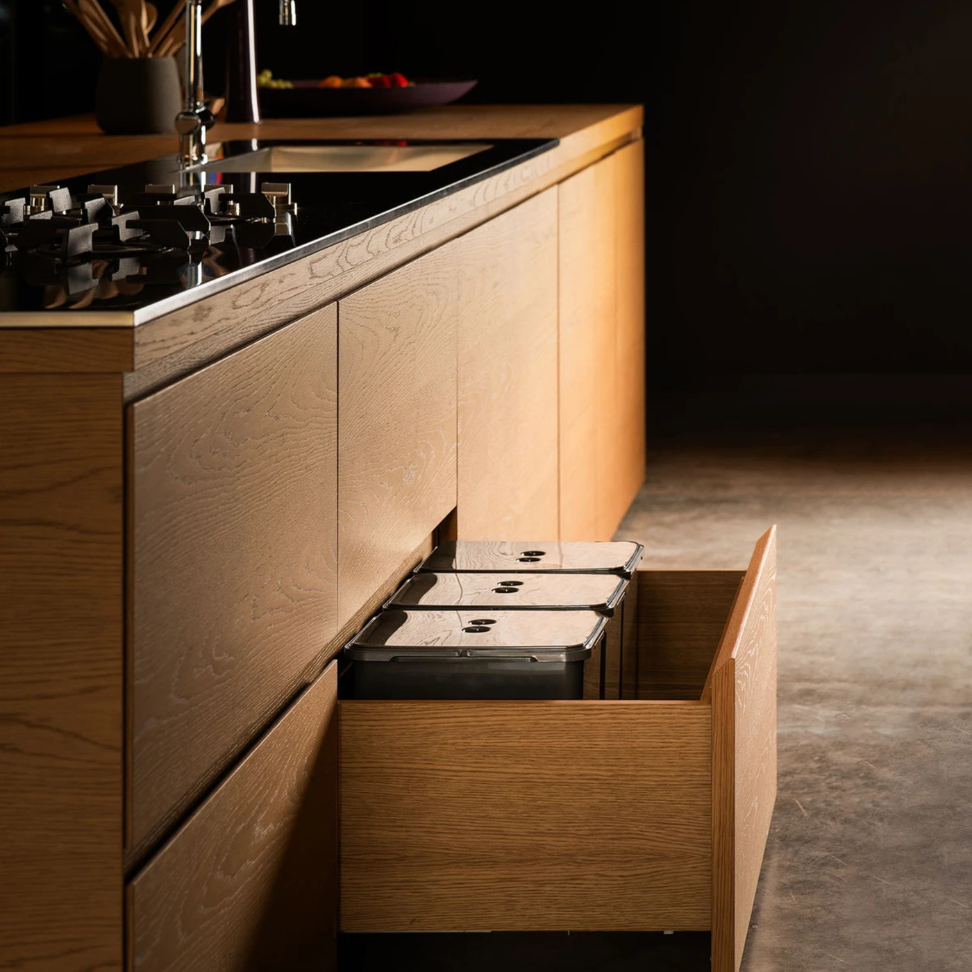 Poubelle cuisine SERAVA 48 L - poubelle de tri 3 x 16 litres