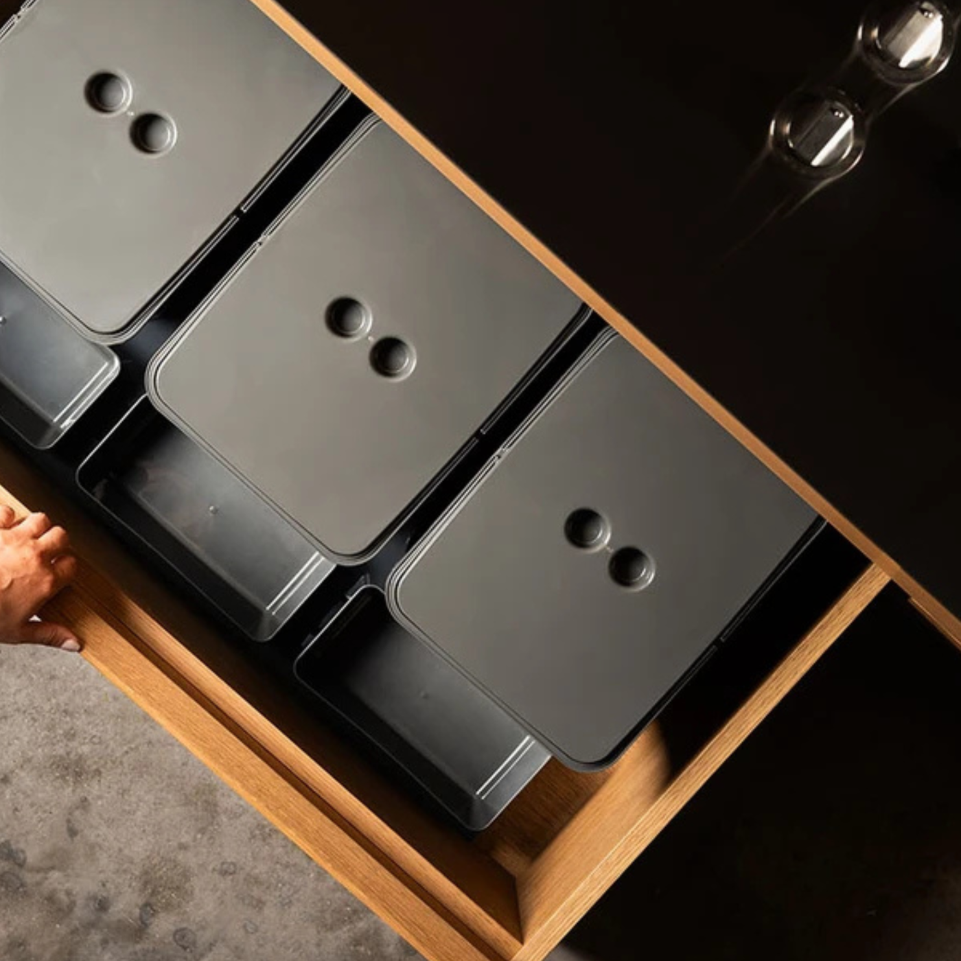 Poubelle cuisine SERAVA 48 L - poubelle de tri 3 x 16 litres