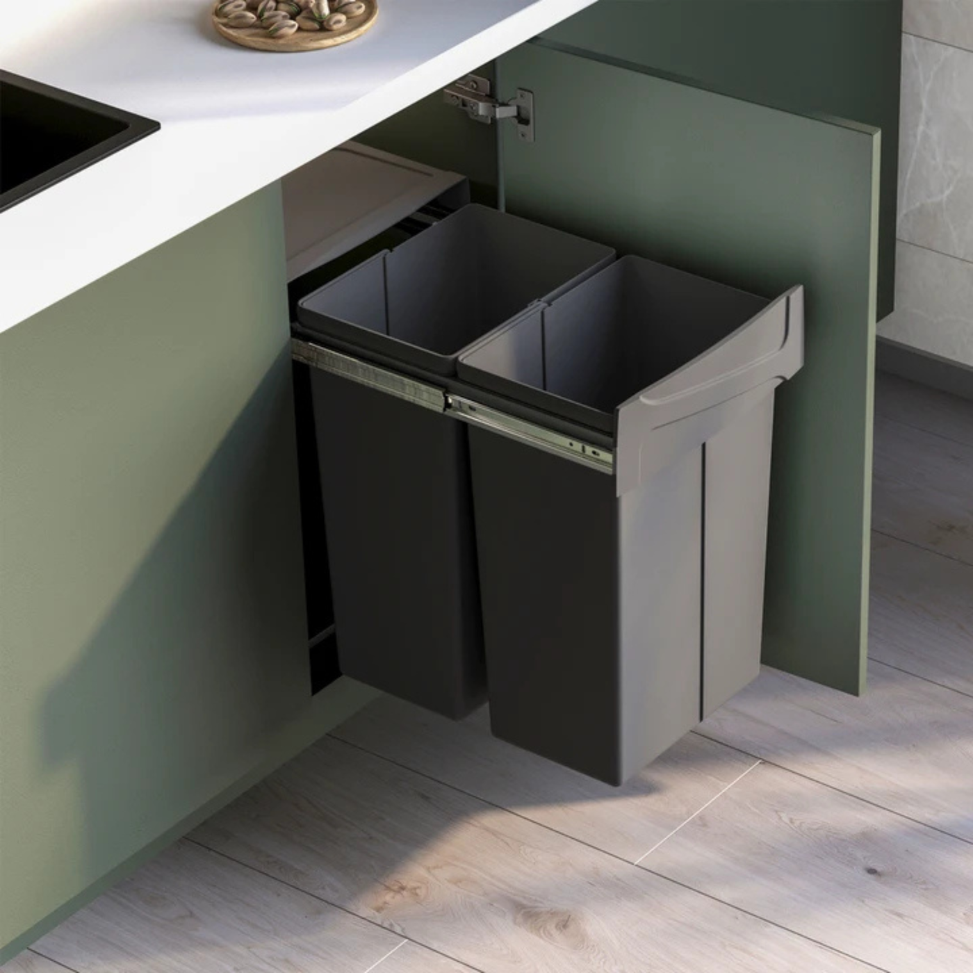 Poubelle cuisine CLEANLINE - poubelle encastrable 2 x 25 litres