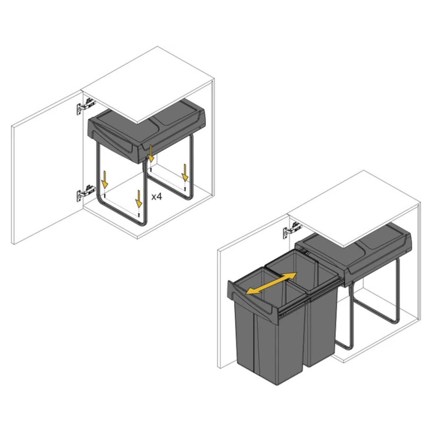 Poubelle cuisine CLEANLINE - poubelle encastrable 2 x 25 litres