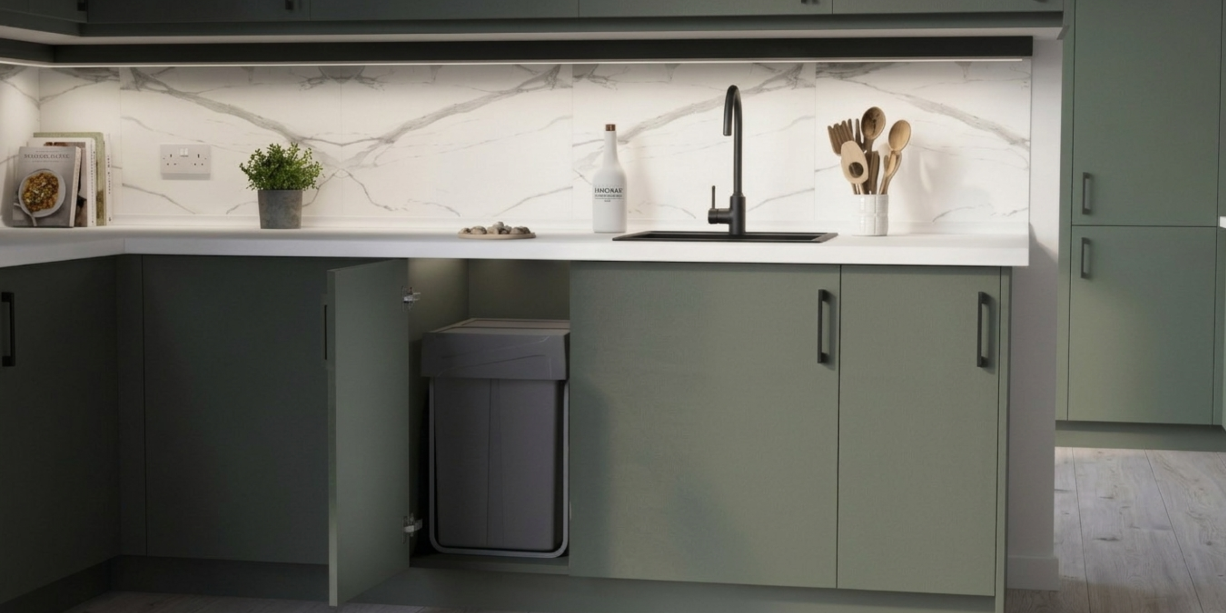 Poubelle cuisine CLEANLINE - poubelle encastrable 2 x 25 litres, double bac pour un tri sélectif facile sous votre évier.