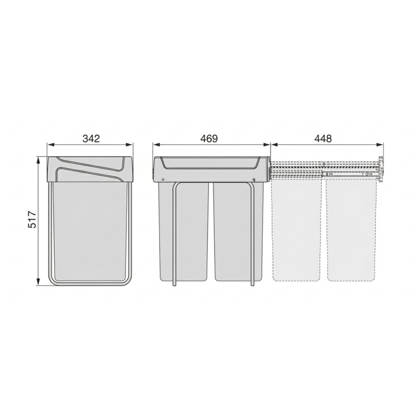 Poubelle cuisine CLEANLINE - poubelle encastrable 2 x 25 litres