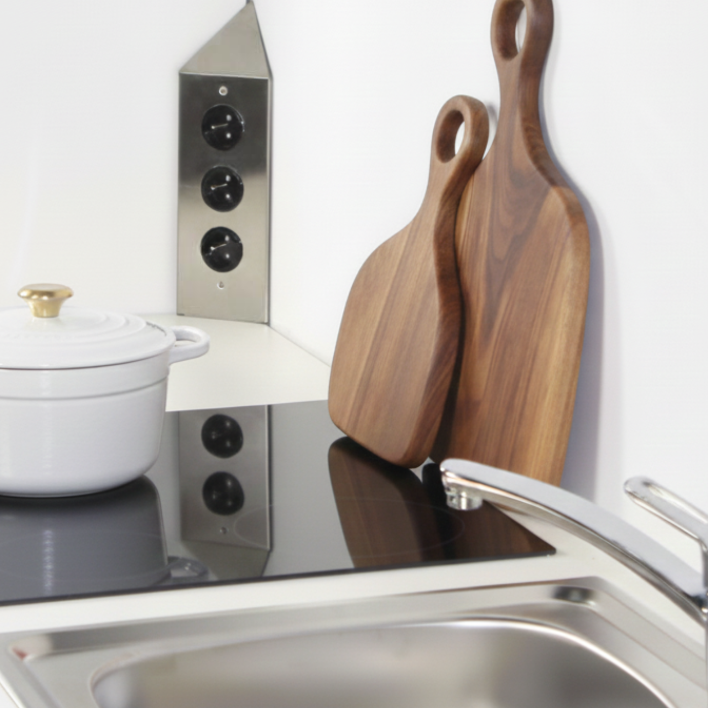 Prise cuisine BRIGHTON - Bloc 3 prises inox brossé