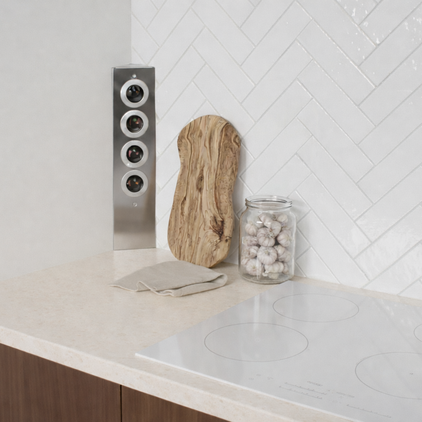 Prise cuisine ESQUINA - Multiprise 4 prises inox brossé