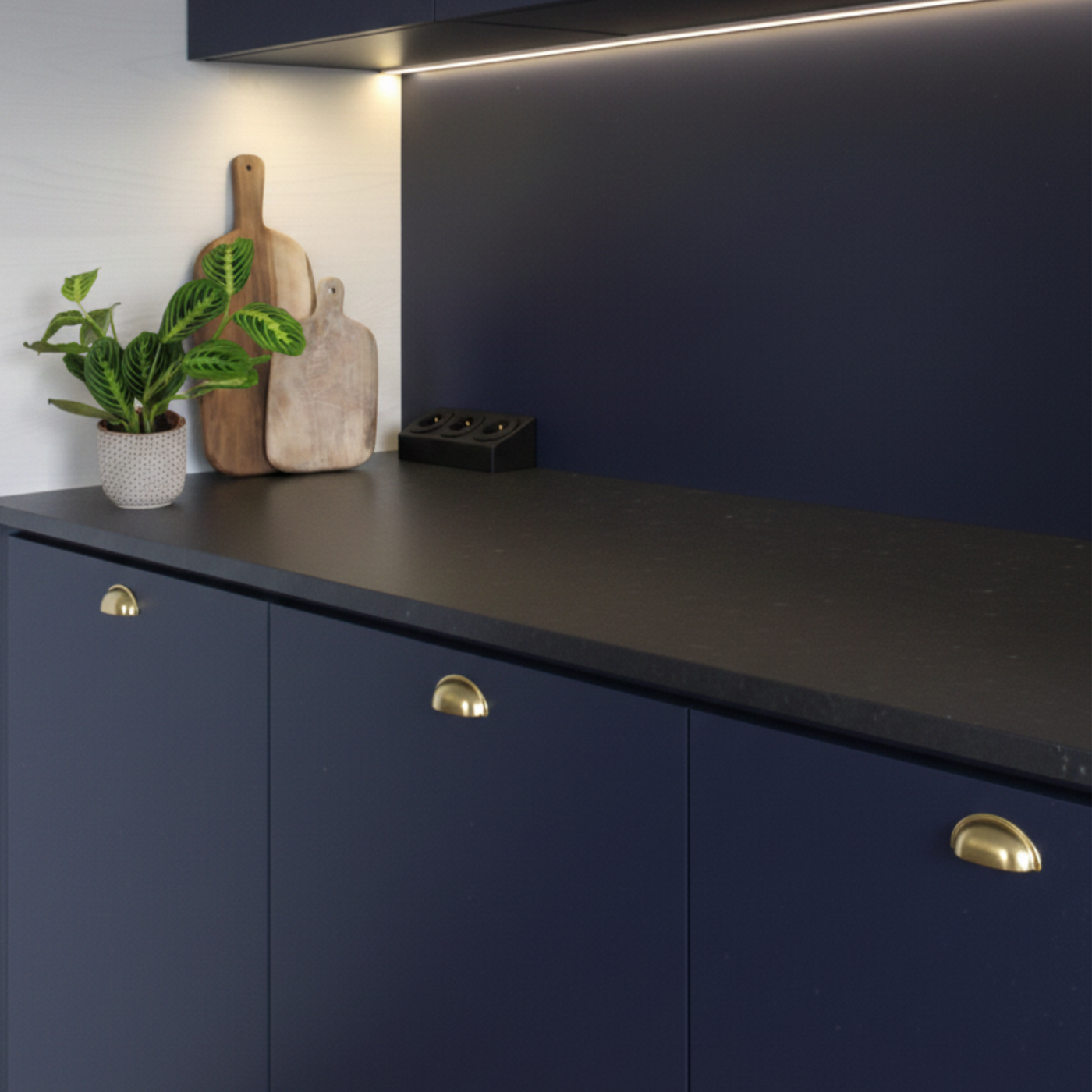 Prise cuisine BARRY - Bloc 3 prises Soft Touch noir