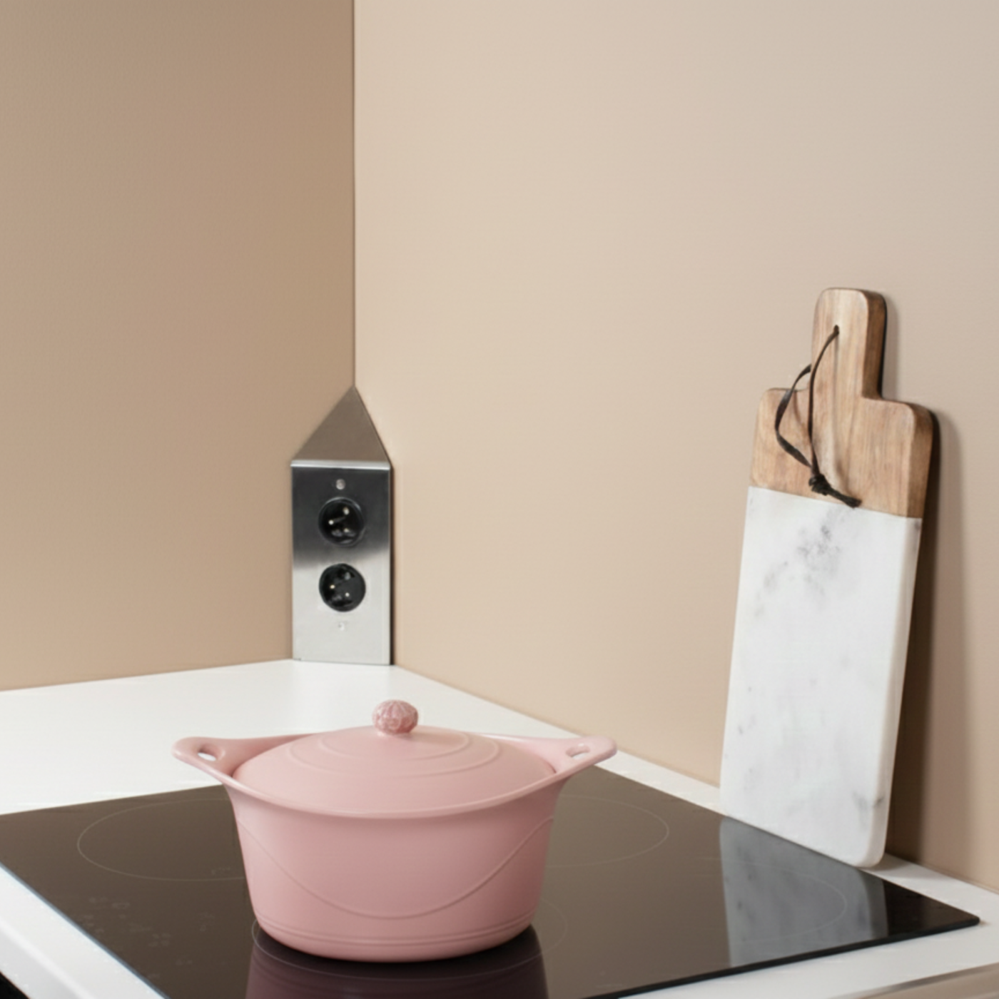 Prise cuisine BRIGHTON - Double prise inox brossé