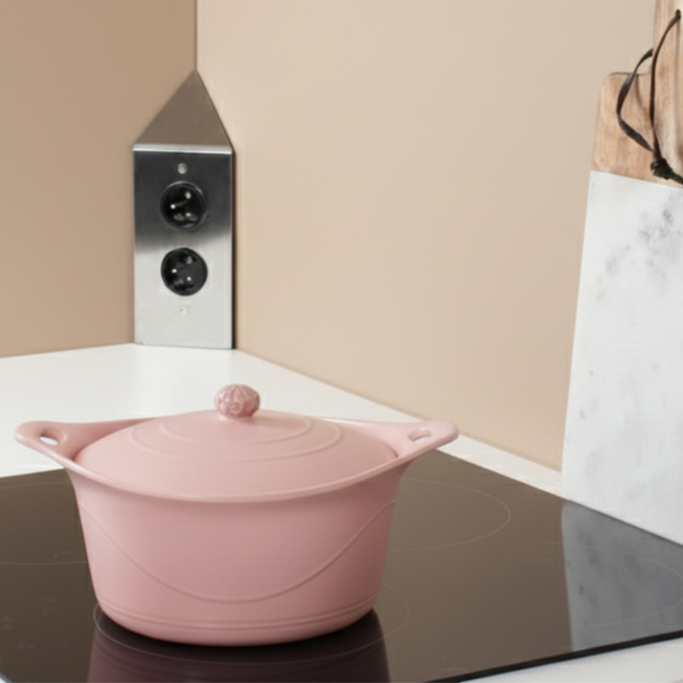 Prise cuisine BRIGHTON - Double prise inox brossé