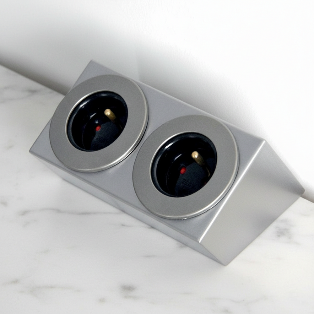 Prise cuisine BARRY - Double prise inox brossé