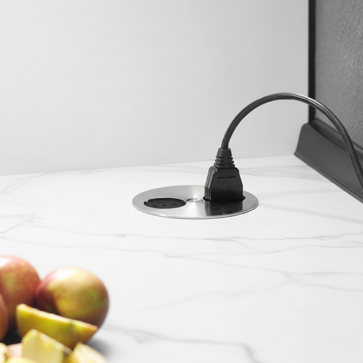 Prise plan de travail ALTON - Double prise à encastrer inox