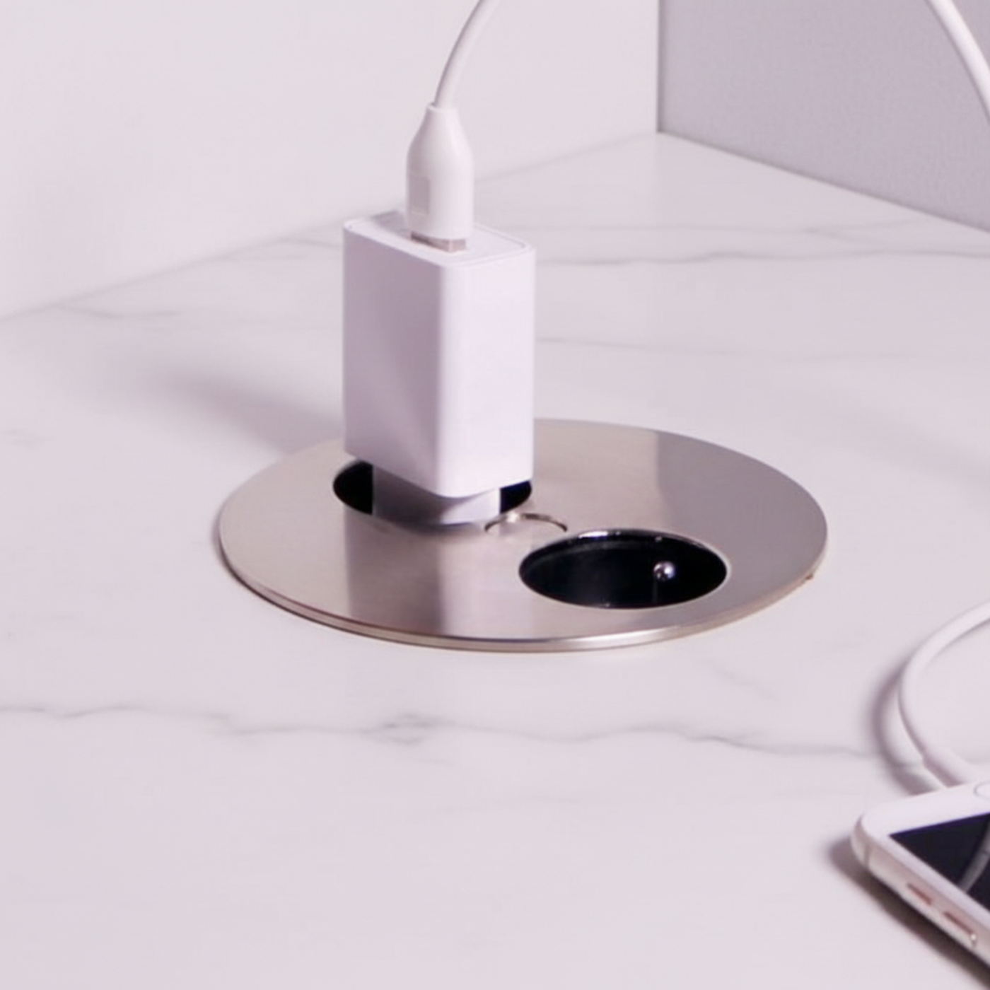 Prise plan de travail ALTON - Double prise à encastrer inox