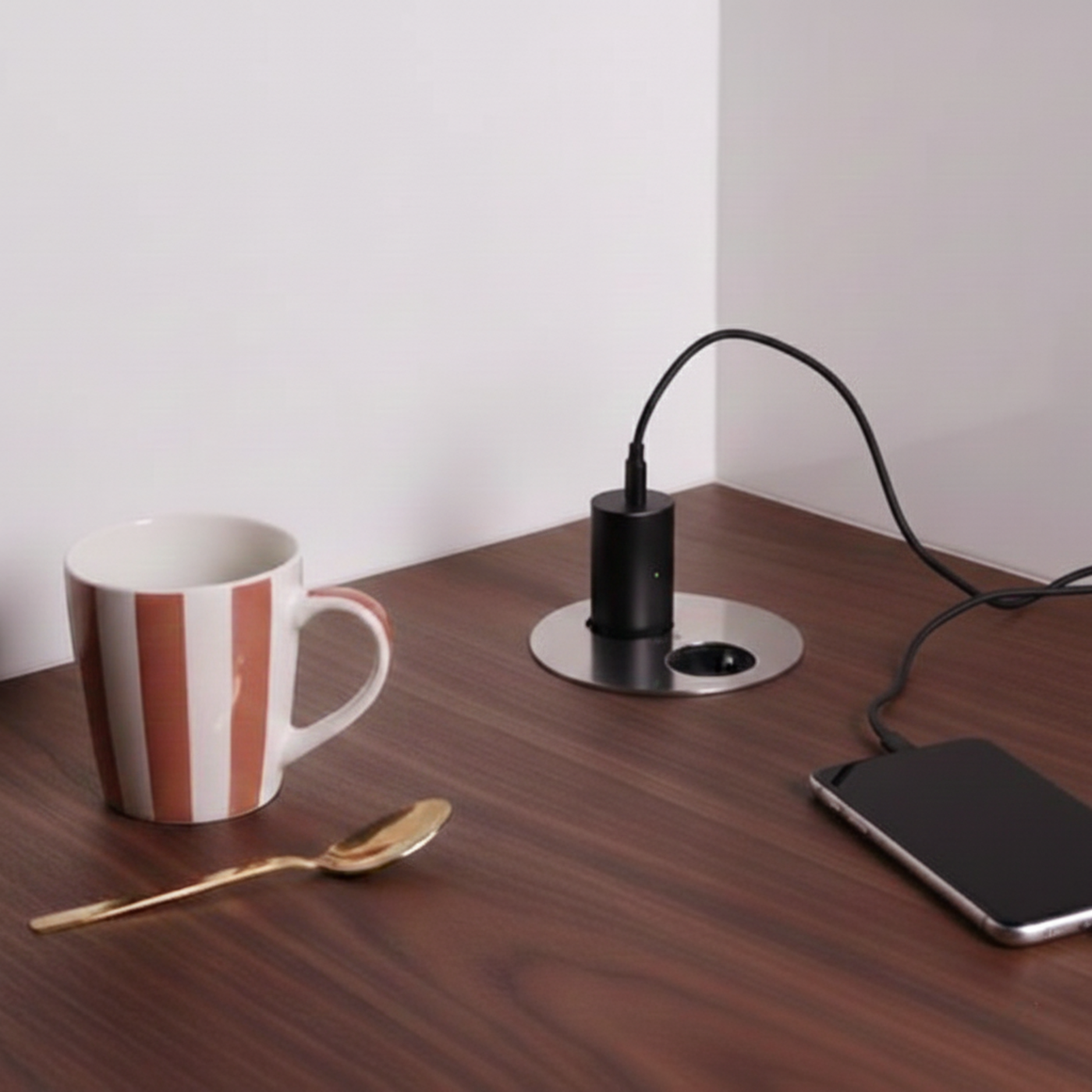 Prise plan de travail ALTON - Double prise à encastrer inox