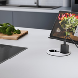 Prise plan de travail ALTON - Double prise à encastrer blanc mat