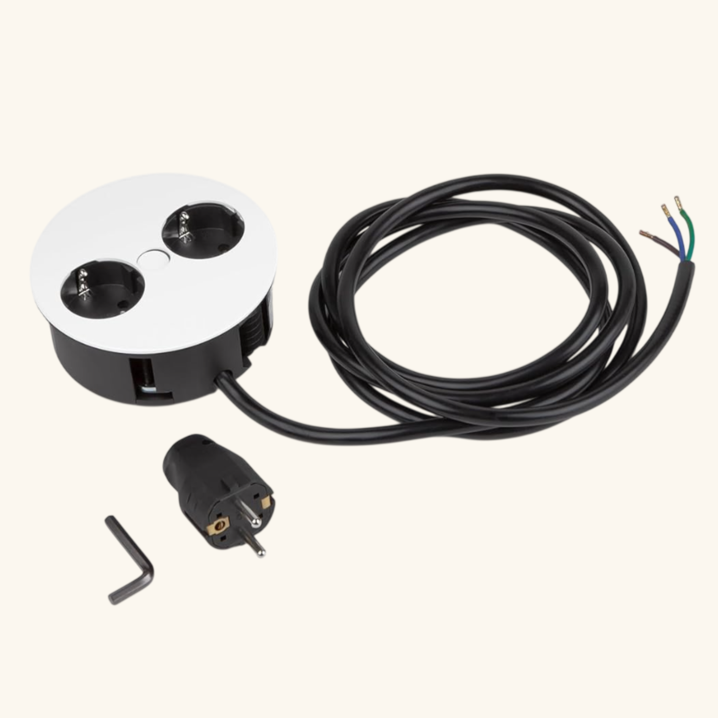 Prise plan de travail ALTON - Double prise à encastrer blanc mat