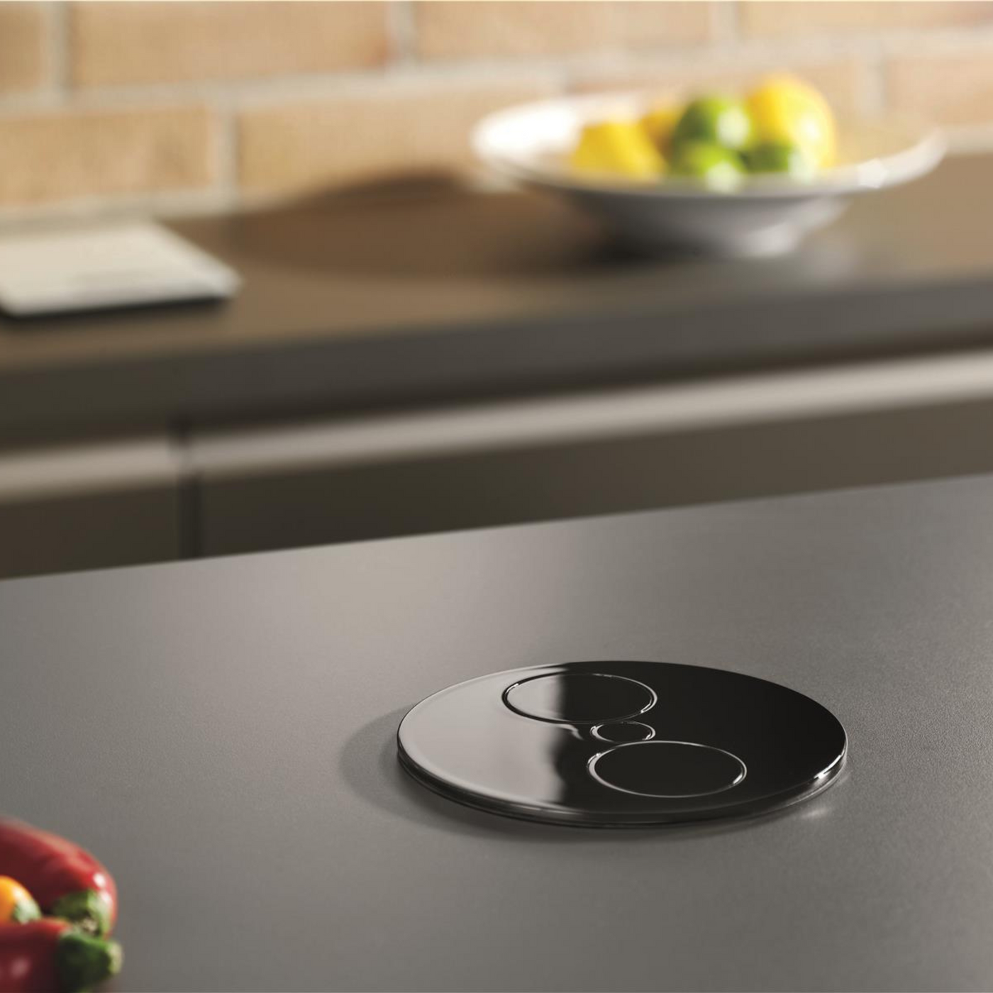 Prise plan de travail ALTON - Double prise à encastrer noir mat