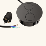 Prise plan de travail ALTON - Double prise à encastrer noir mat