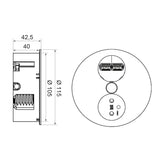 Prise plan de travail DELTA - Bloc 1 prise + 2 USB à encastrer blanc mat