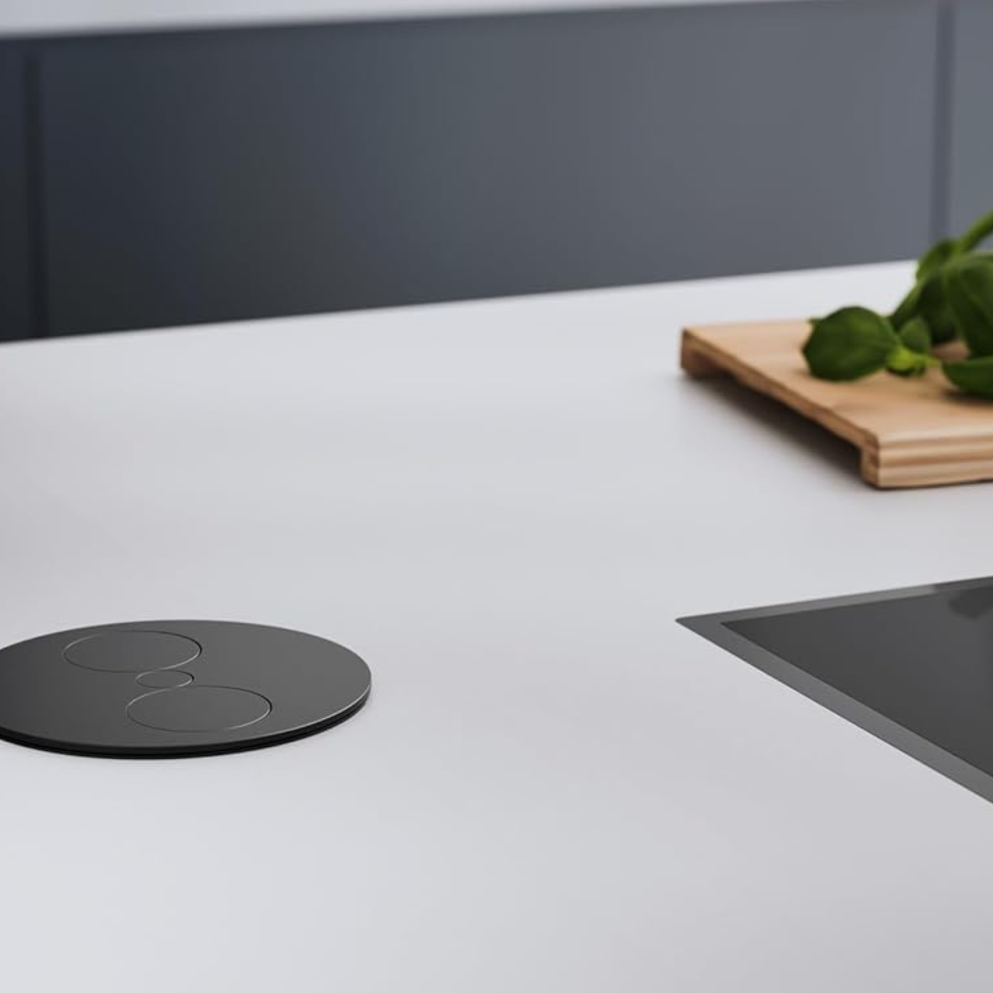 Prise plan de travail ALTON - Double prise à encastrer noir mat