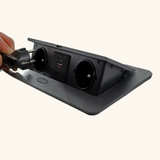 Prise plan de travail NOXEN - Bloc 2 prises + 1 USB-A + 1 USB-C rétractable noir