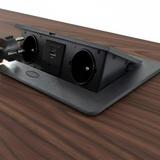 Prise plan de travail NOXEN - Bloc 2 prises + 1 USB-A + 1 USB-C rétractable noir