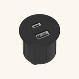 Prise USB murale ARCHEA 1 prise USB C + 1 USB-A - Prise ronde encastrable noir