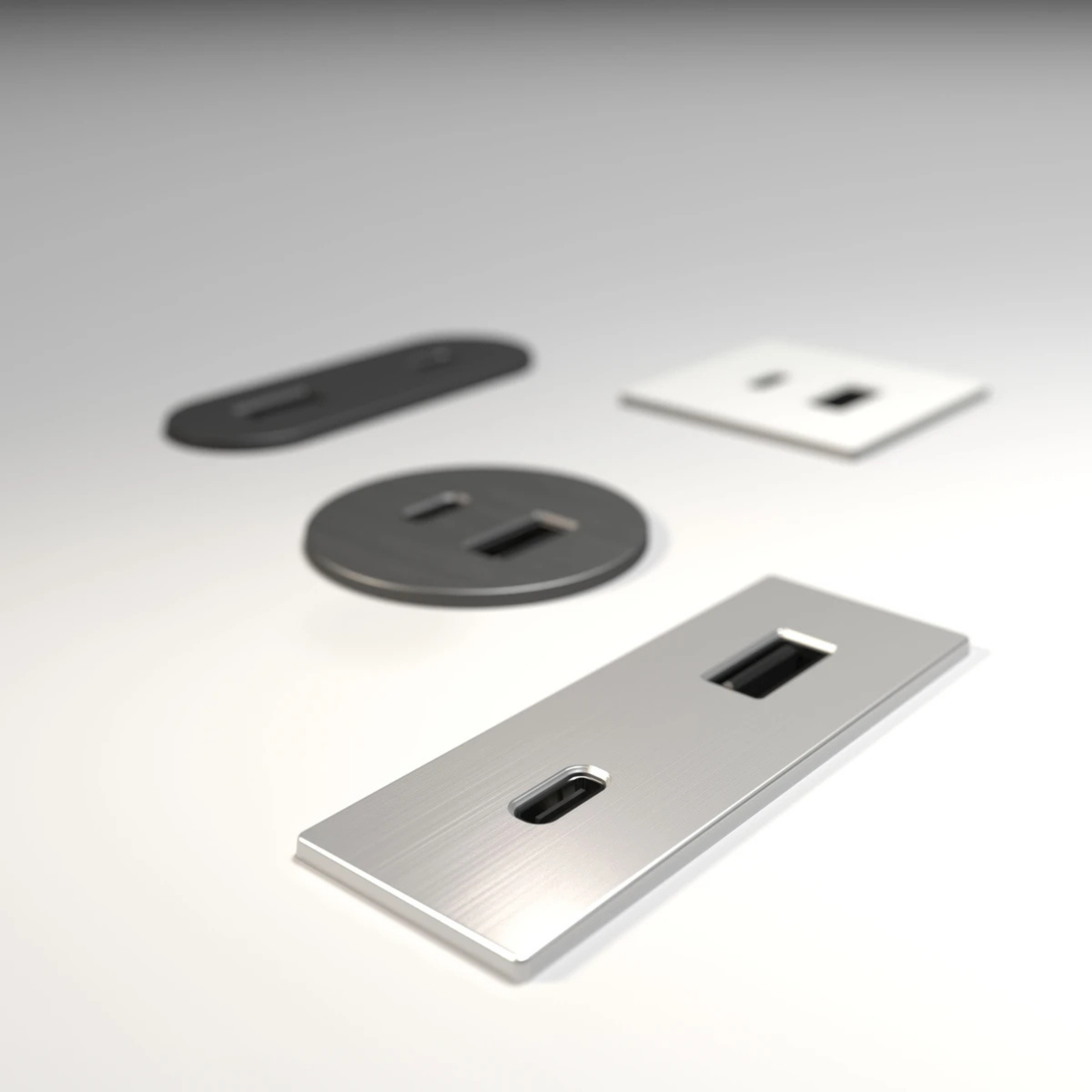 Prise USB murale ARCHEA 1 prise USB C + 1 USB-A - Prise ronde encastrable noir