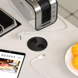 Prise plan de travail OSMO - Double prise à encastrer noir mat