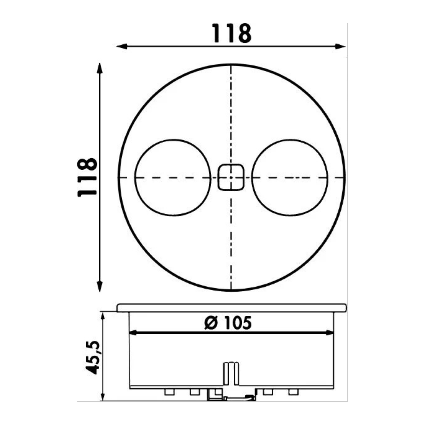 Prise plan de travail OSMO - Double prise à encastrer noir mat