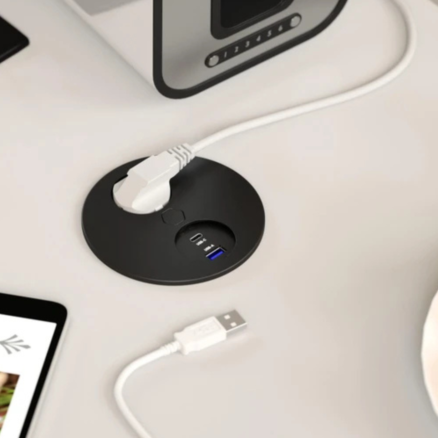 Prise plan de travail ORNO - 1 prise 1 USB-A et 1 USB-C noir mat