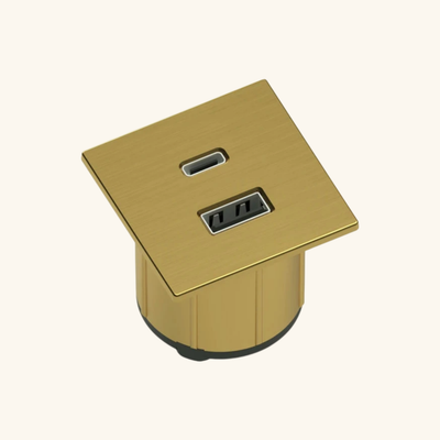 Prise USB murale ARCHEA 1 prise USB C + 1 USB-A - Prise carré encastrable doré