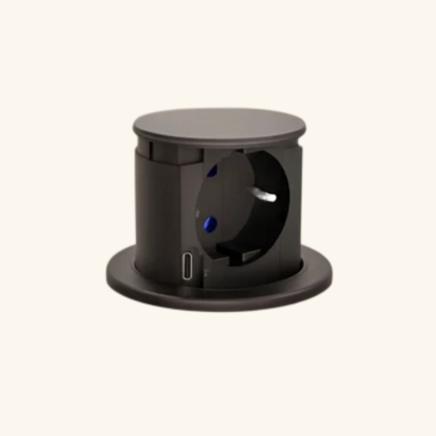 Prise plan de travail NEKO rétractable noir - Bloc 1 prise + 1 USB-C