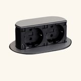 Prise plan de travail PIXEL rétractable inox - Double prise + 1 USB-C