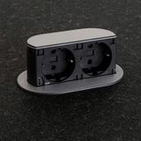 Prise plan de travail PIXEL rétractable inox - Double prise + 1 USB-C