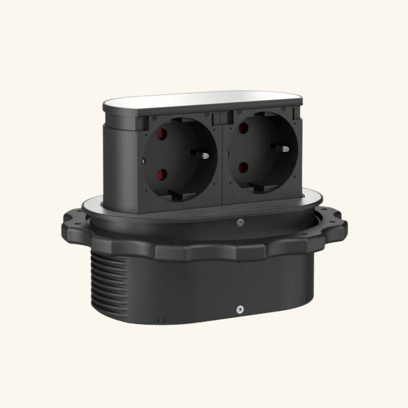 Prise plan de travail PIXEL rétractable inox - Double prise + 1 USB-C